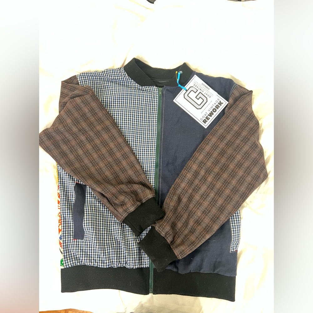 Goat Vintage Patchwork Bomber Jacket size large
